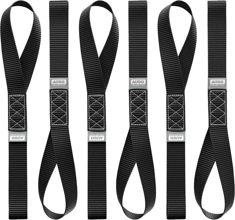 AUGO Heavy Duty Soft Loops –Pack of 6-1.5” x 17” Tie Down Anchor Straps for Use w/Ratchet Strap Hooks – 3000Lb Load Capacity & 10,000Lb Break Strength – Great for Motorcycle, Bike, Roof Rack, Etc. - Image 1